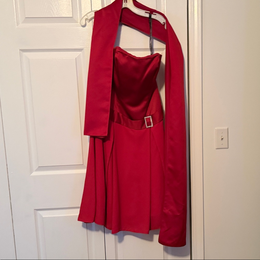 Alfred Angelo Strapless Scarlet Dress with Wrap